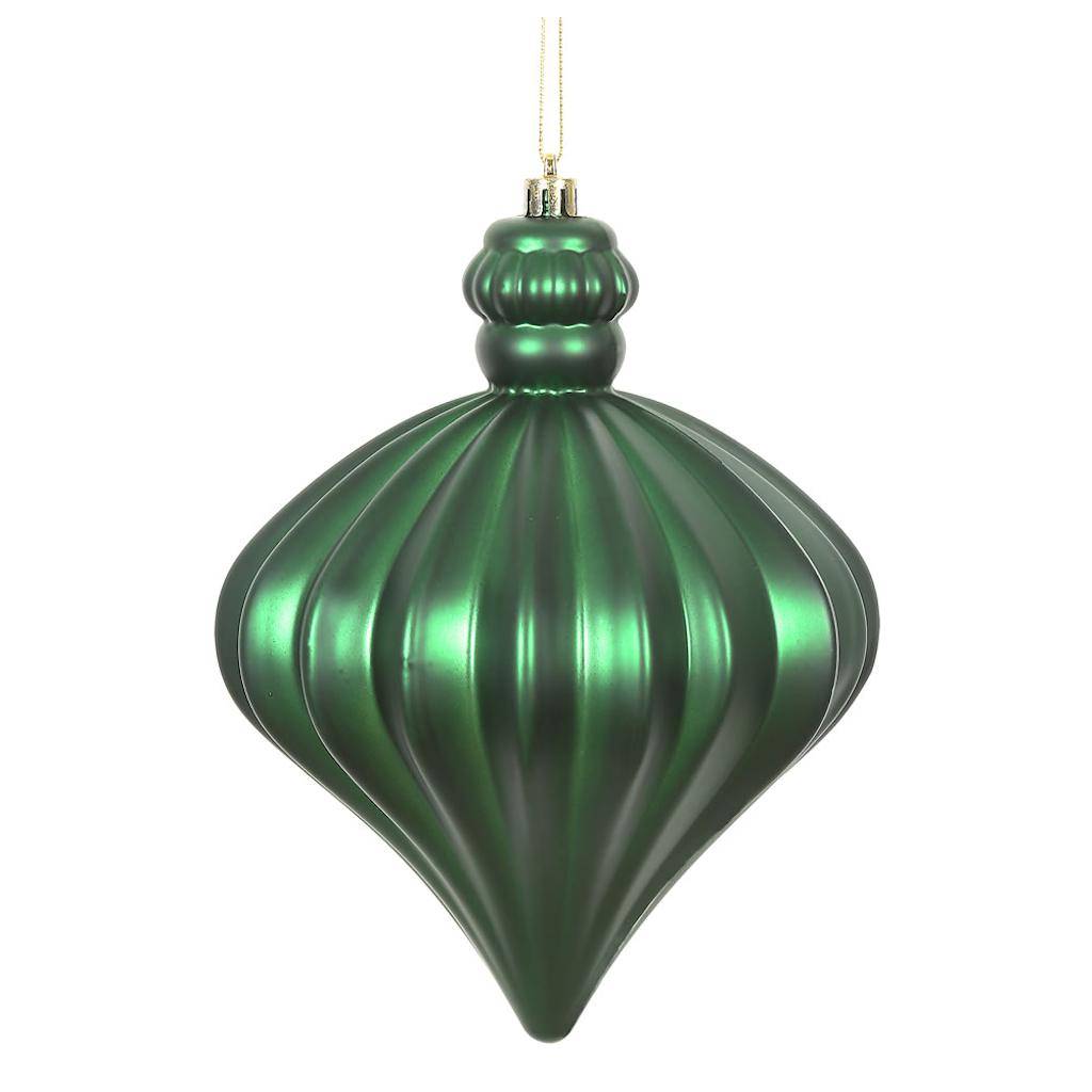 Vickerman 6" Emerald Matte Onion Drop Ornament (4 pack)