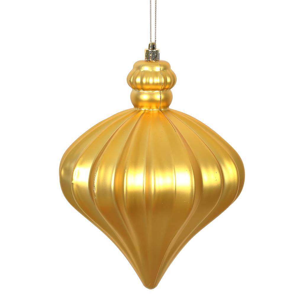 Vickerman 6" Honey Gold Matte Onion Drop Ornament (4 pack)