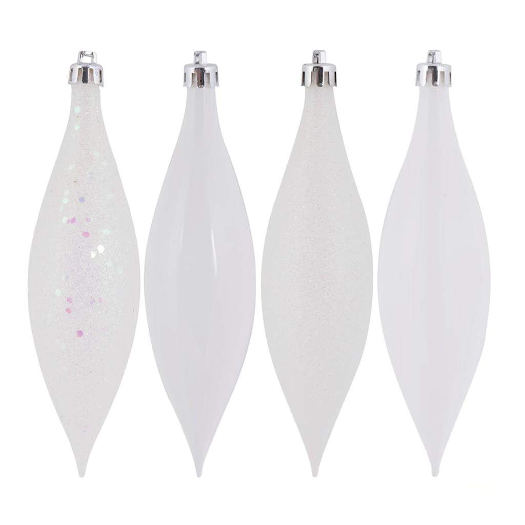 Vickerman 5.5" White Drop 4 Assorted Finish Ornament (Set of 8)