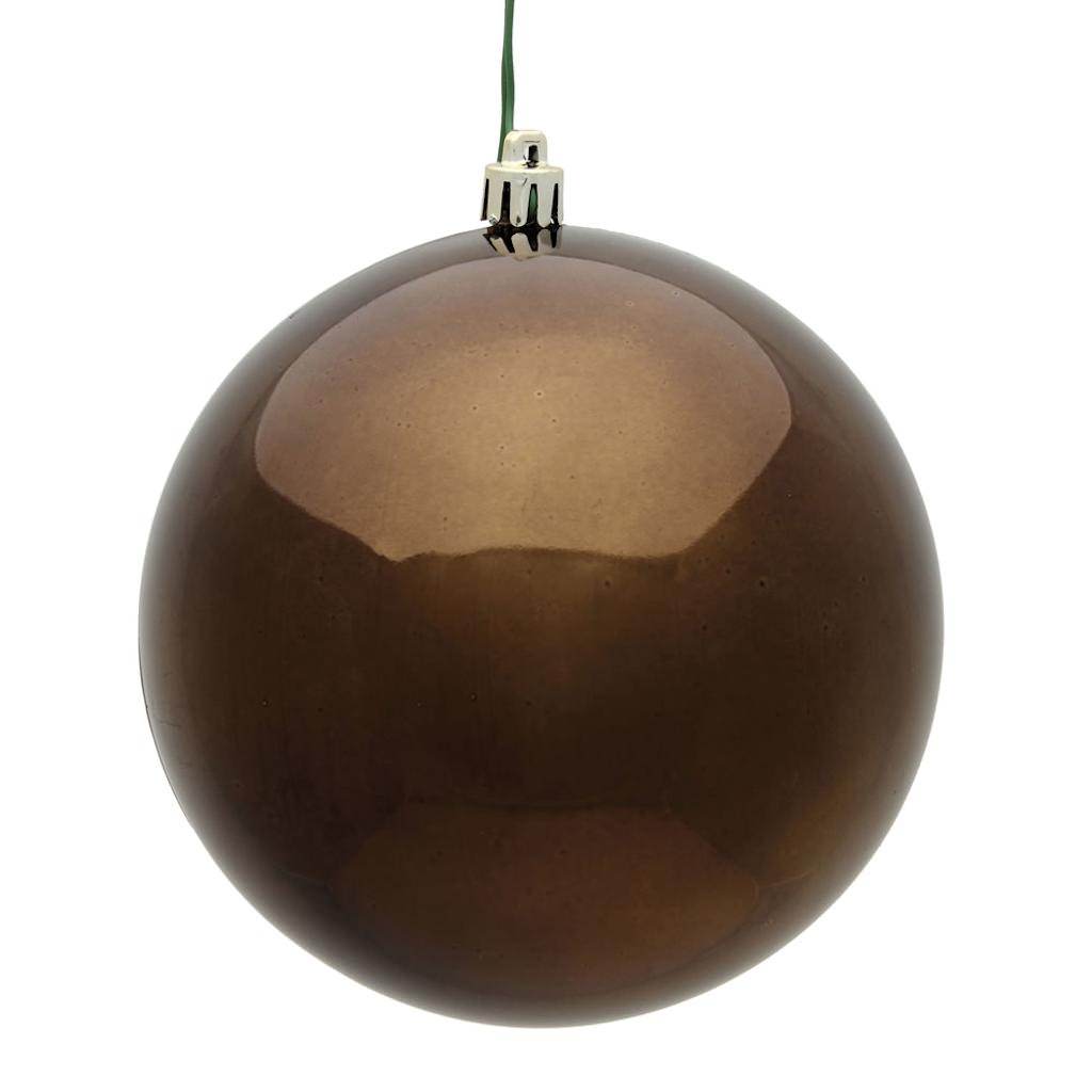 Vickerman 4.75" Chocolate Shiny Ball Christmas Ornament (4 pack)