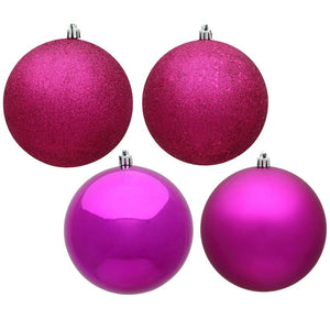 3" Fuchsia 4 Assorted Finish Ball Ornament (32 pack)