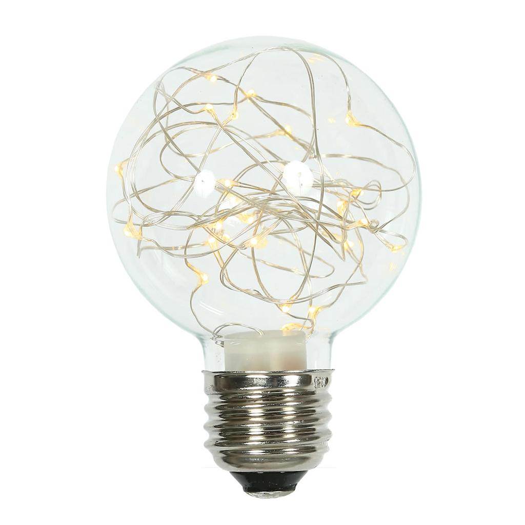 1 watt 120 volt G95 Medium Screw Base Warm White Twinkle Fairy LED