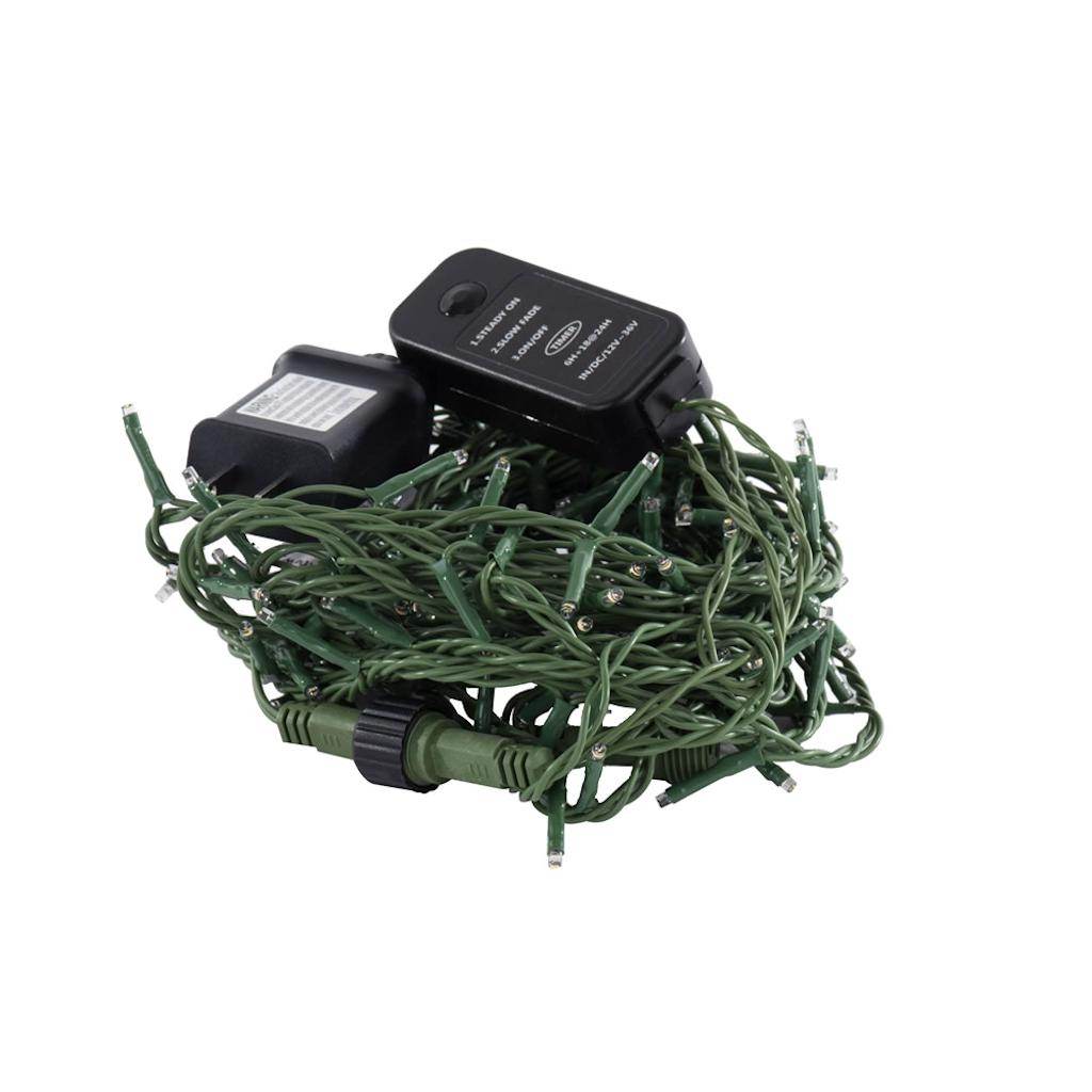 Vickerman 144 Light 24' Green Wire Warm White Wide Angle LED Lights with 2" Spacing