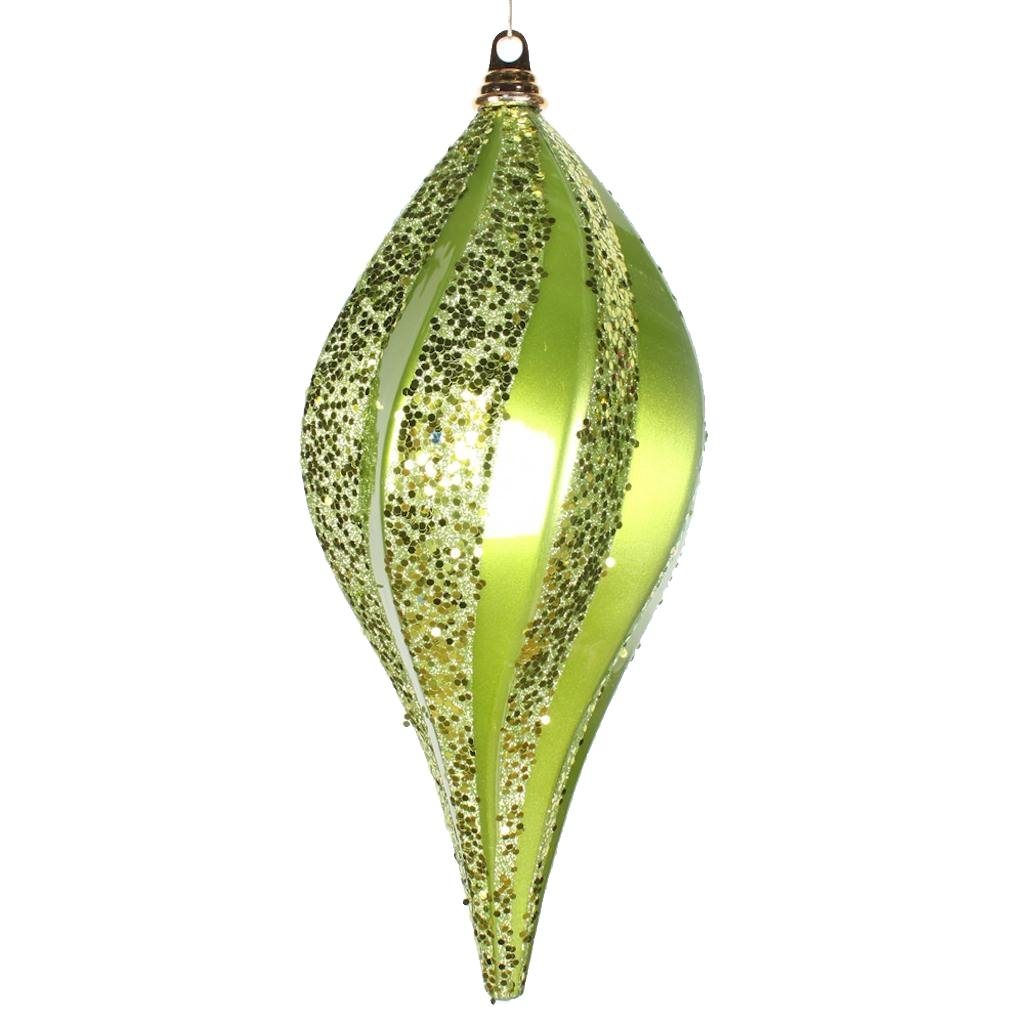 Vickerman 8'' Lime Candy Glitter Swirl Drop Ornament