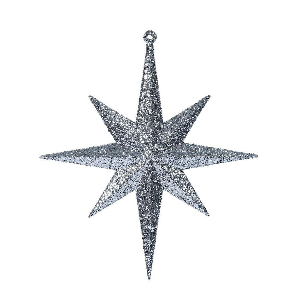 Vickerman 8" Pewter Glitter Bethlehem Star Ornament (4 pack)