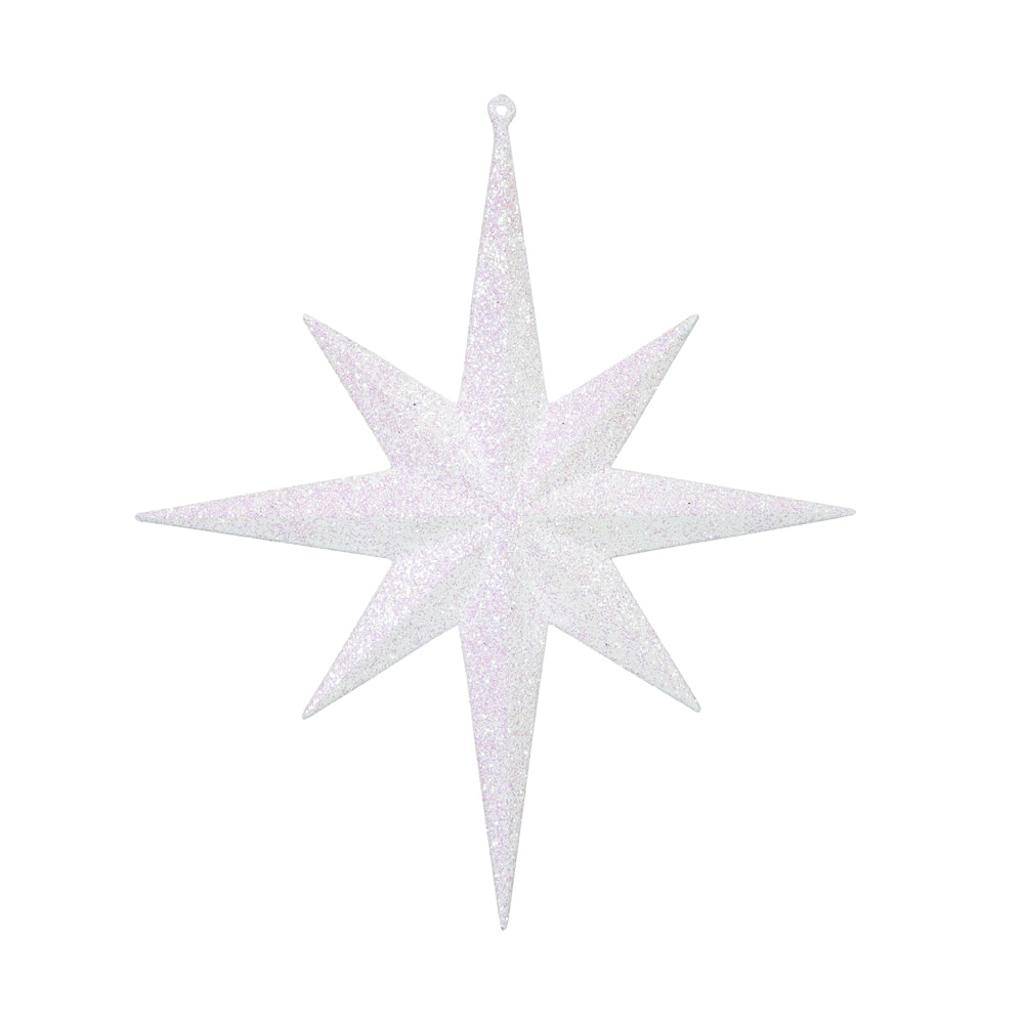 12" White Glitter Bethlehem Star Ornament (2 pack)