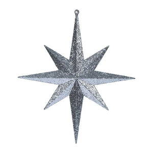 12" Pewter Glitter Bethlehem Star Ornament (2 pack)