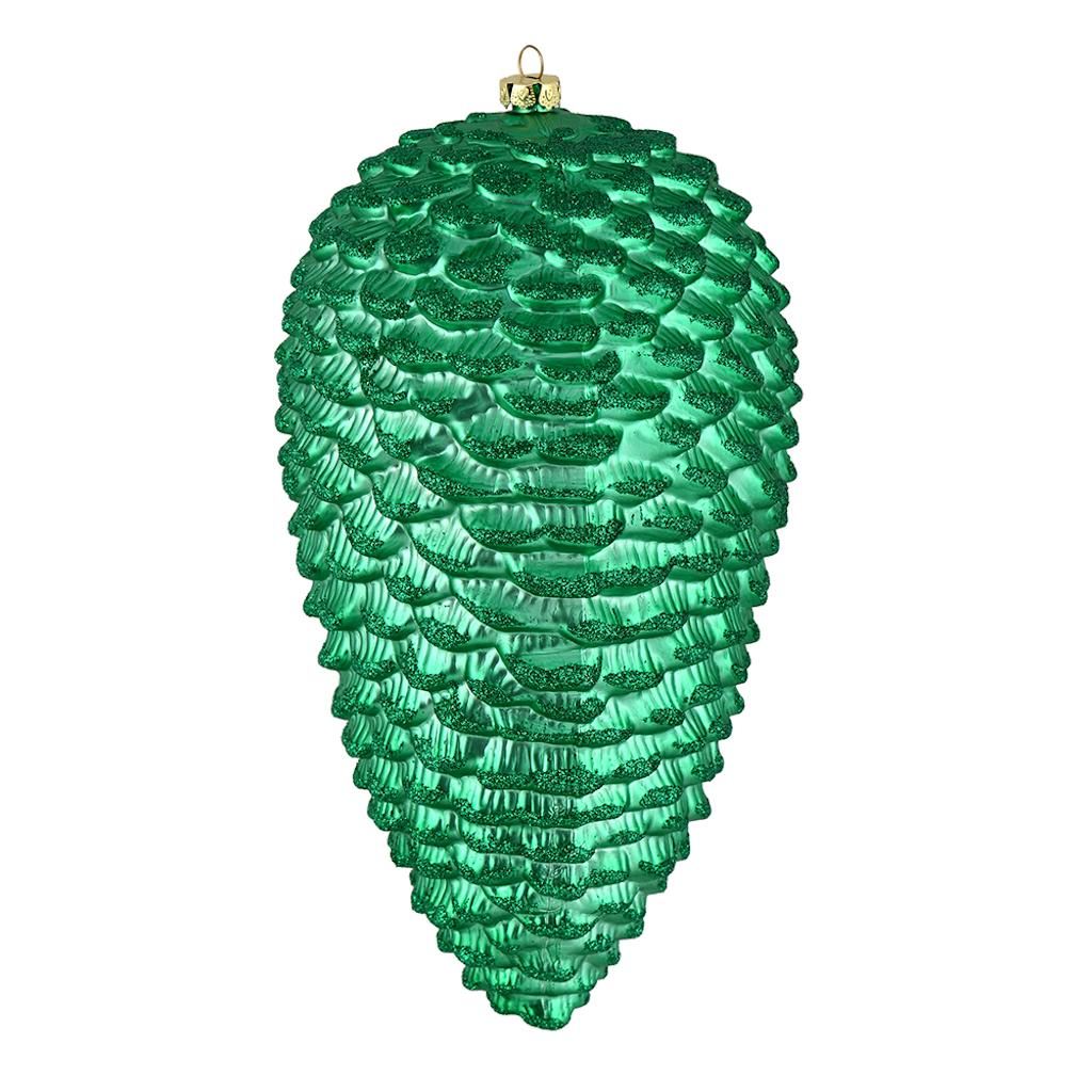 7" Seafoam Matte Glitter Pine Cone Ornament (4 pack)