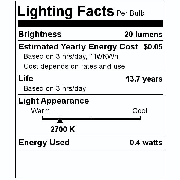 Westinghouse C7 0.4W 2700K LED Light Bulb (2 Pack)