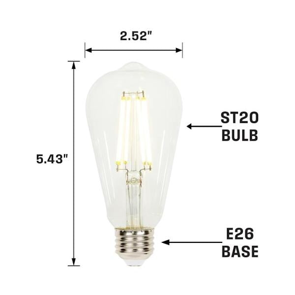 13 watt 120 volt ST20 Medium Screw Base 3000K Natural White Dimmable Glass LED - Image 2