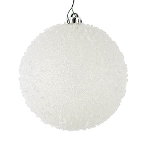 8" White Ice Ball Ornament (2 pack)