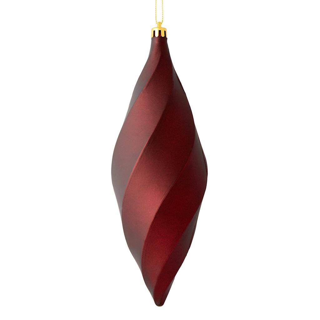 Vickerman 8" Wine Matte Swirl Finial Ornament (6 pack)