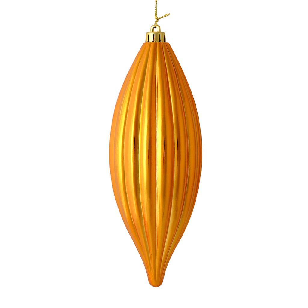 Vickerman 8" Antique Gold Shiny Line Finial Ornament (4 pack)