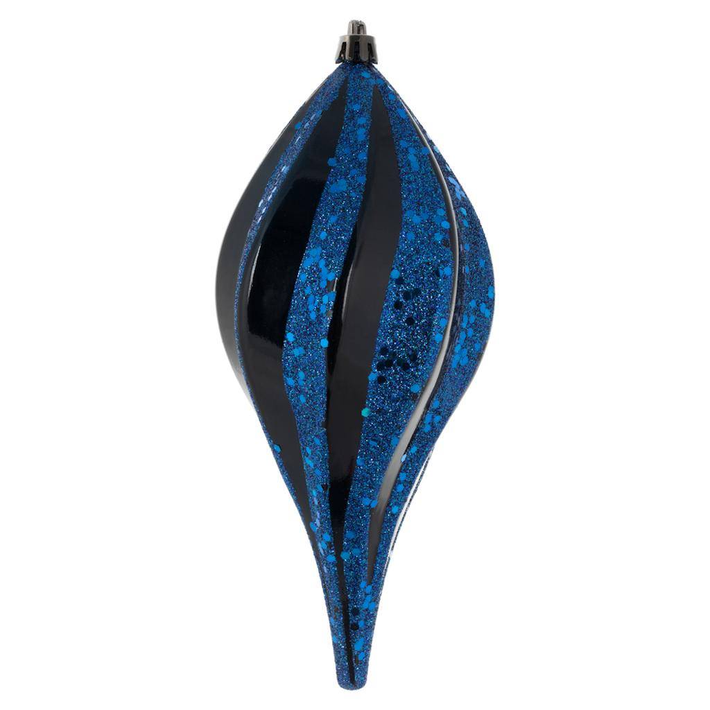 8" Midnight Blue Candy Glitter Swirl Drop Ornament