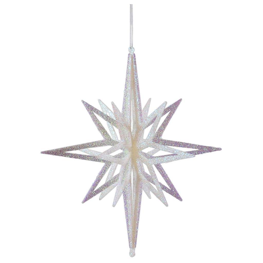 Vickerman 12" Champagne Iridescent 3D Glow Glitter Star Ornament