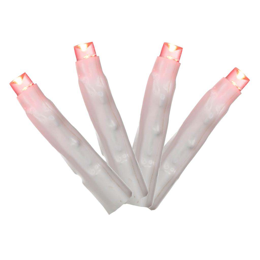 Vickerman 144 Light 24' White Wire Pink Wide Angle LED Lights with 2" Spacing