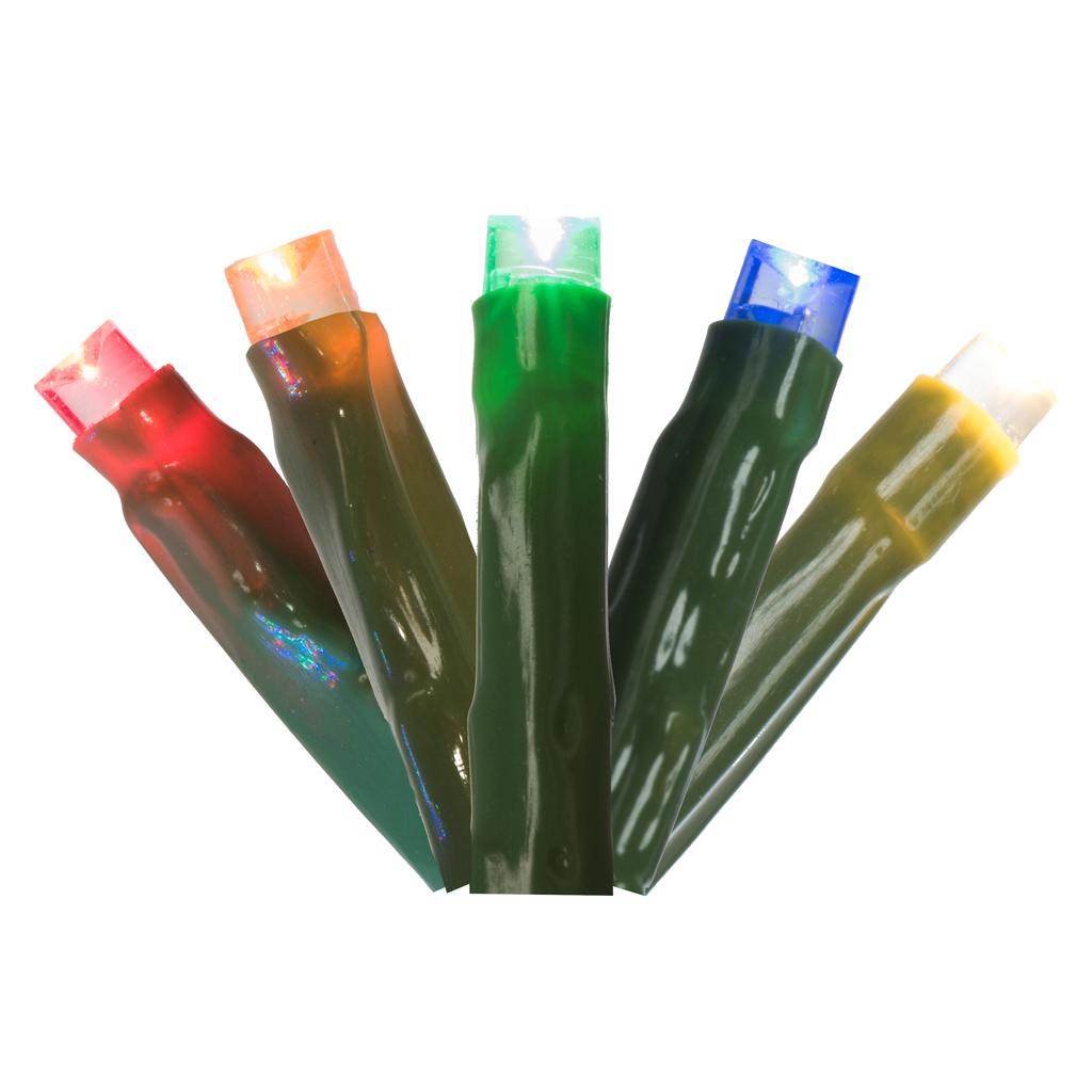 Vickerman 144 Light 24' Green Wire Multi-Color Wide Angle LED Lights with 2" Spacing