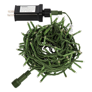 144 Light 24' Green Wire Warm White Wide Angle LED Lights with 2" Spacing