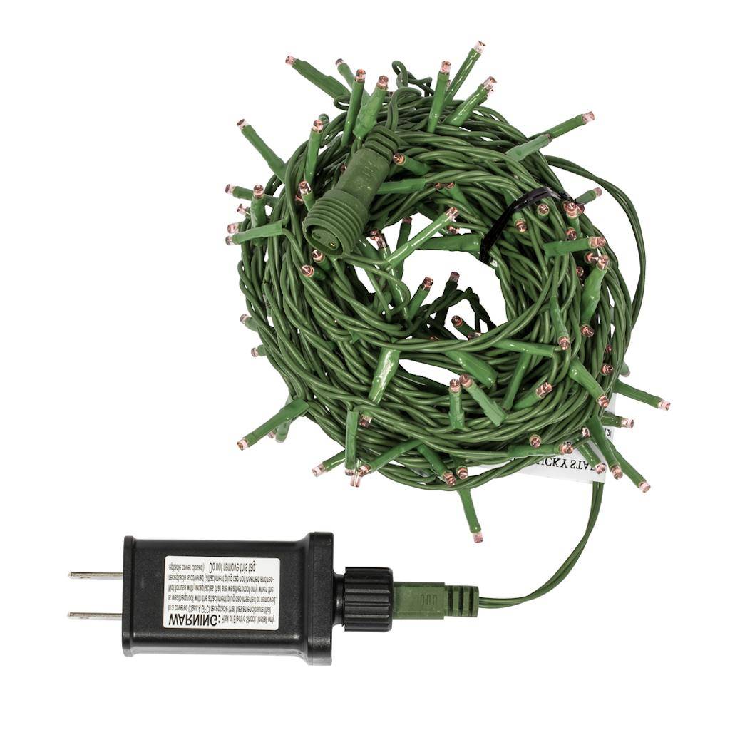 Vickerman 144 Light 24' Green Wire Red Wide Angle LED Lights with 2" Spacing