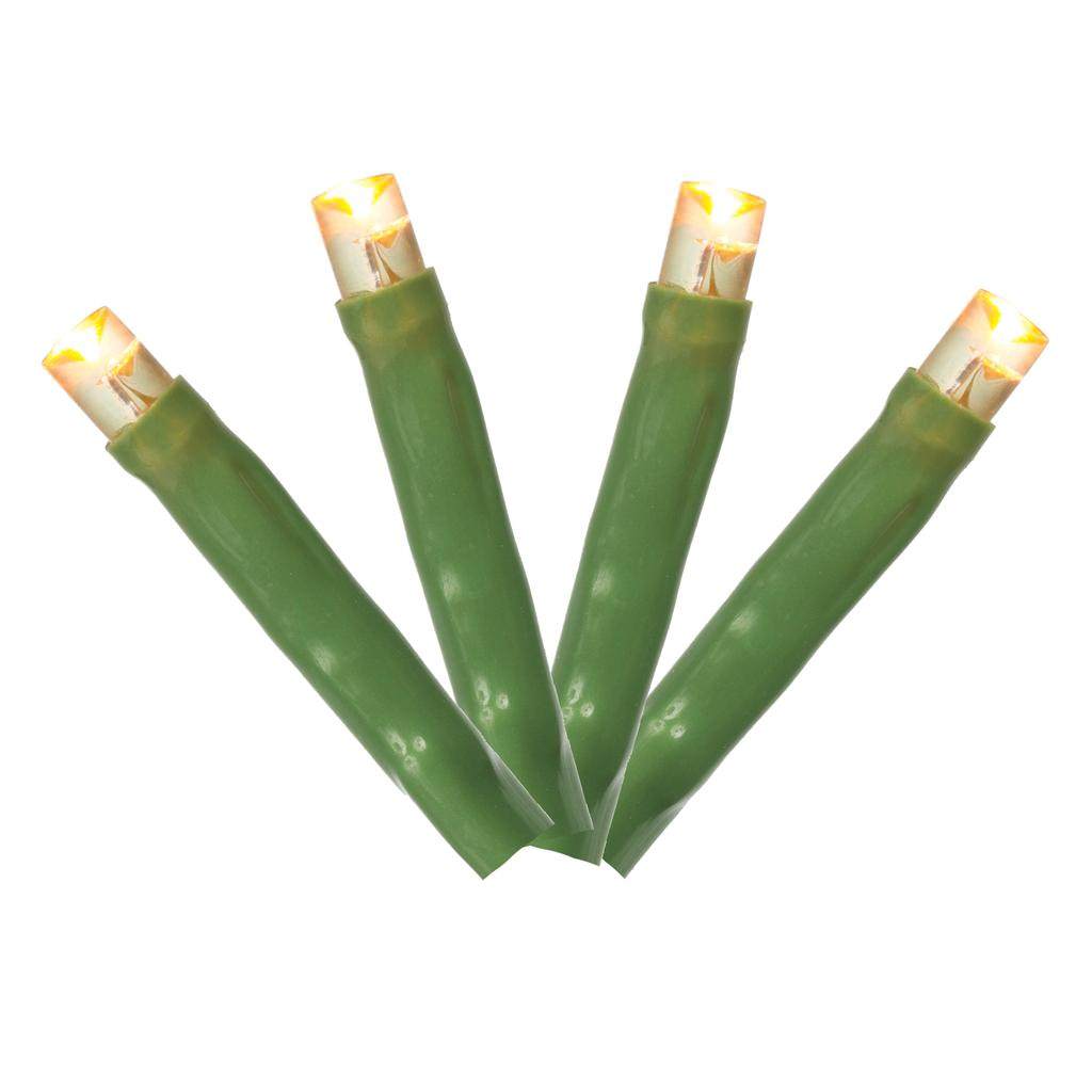 Vickerman 144 Light 24' Green Wire Yellow Wide Angle LED Lights with 2" Spacing