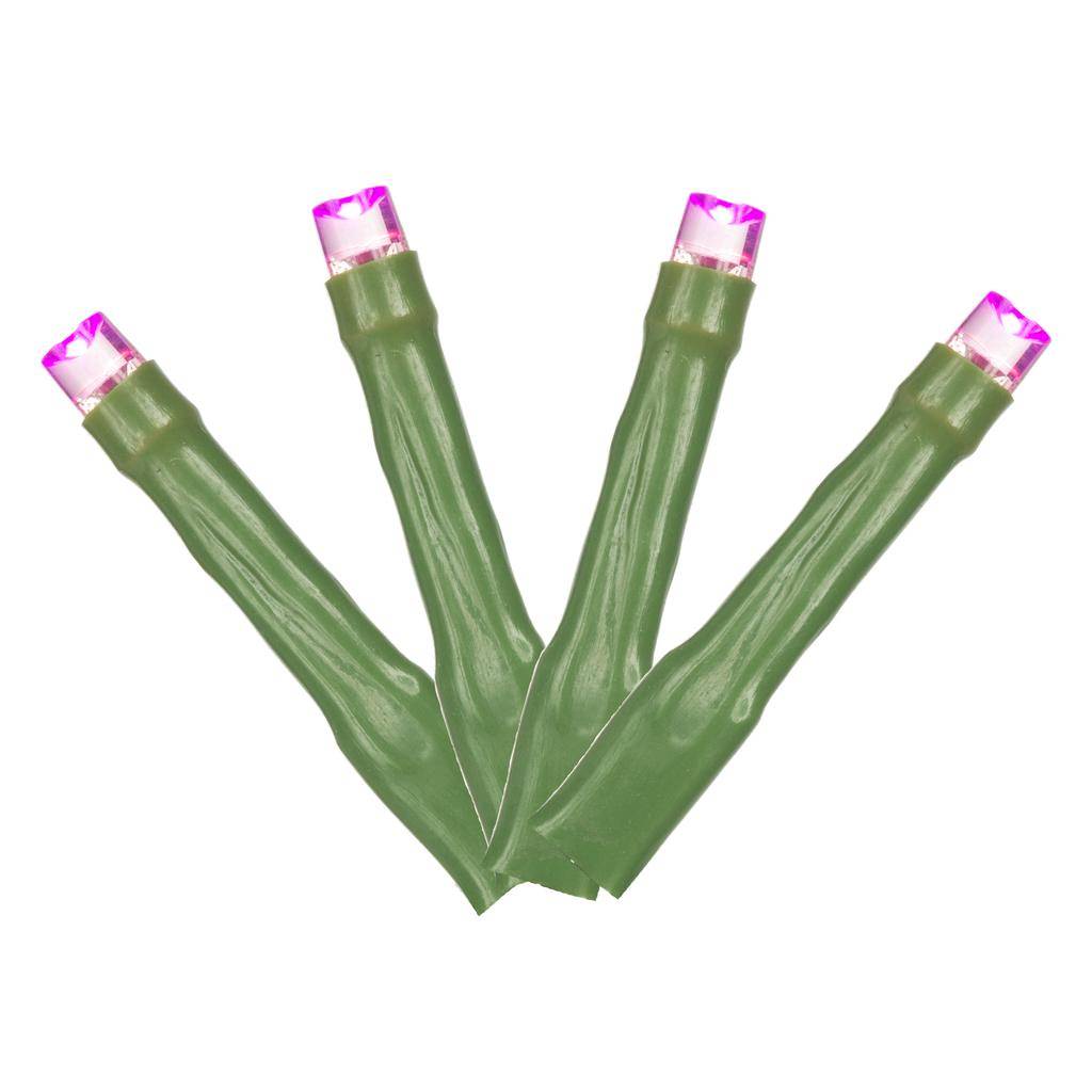 Vickerman 144 Light 24' Green Wire Pink Wide Angle LED Lights with 2" Spacing