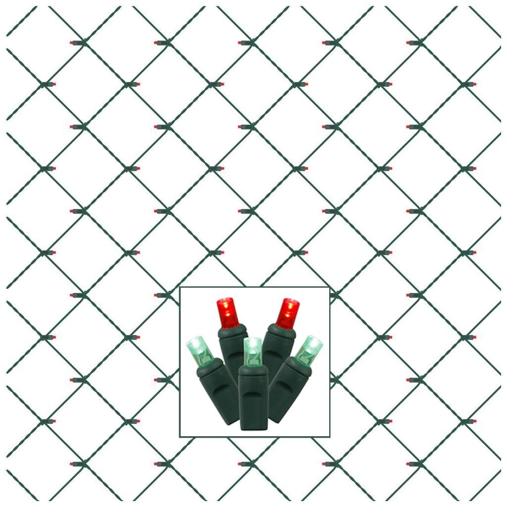 Vickerman 120 Light Green Wire Green/Red 4' x 6' Wide Angle LED Net Light String