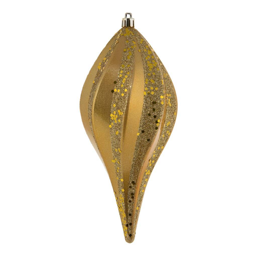 Vickerman 8" Copper Gold Candy Swirl Drop Ornament (3 pack)