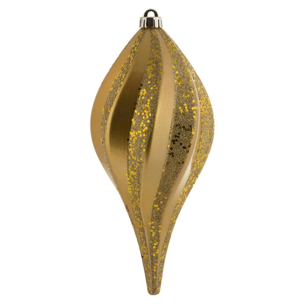 Vickerman 12" Copper Gold Candy Swirl Drop Ornament