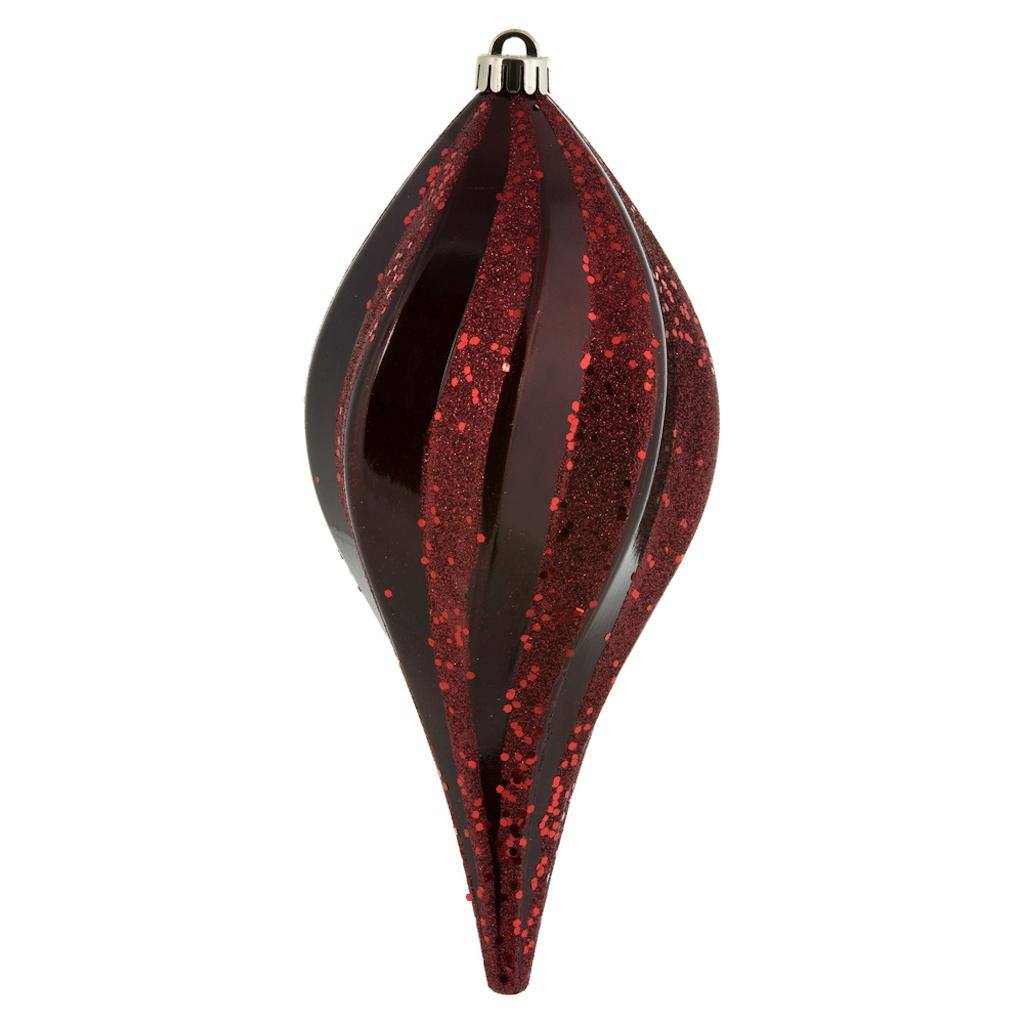 Vickerman 8" Burgundy Candy Swirl Drop Ornament (3 pack)