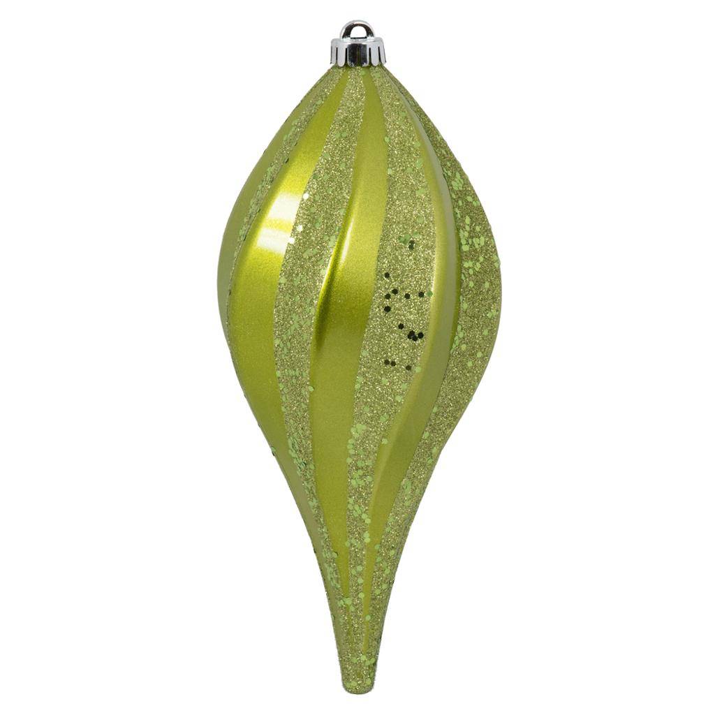 Vickerman 8" Lime Candy Swirl Drop Ornament (3 pack)