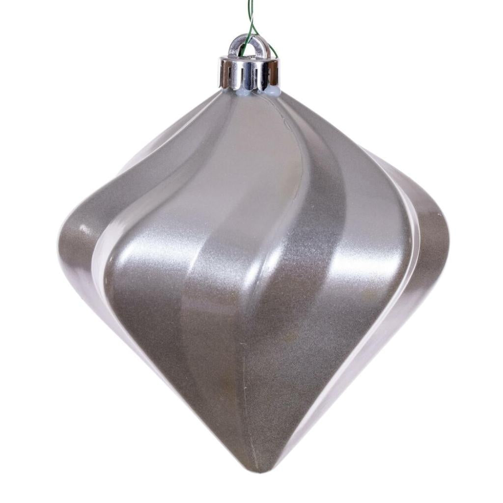 Vickerman 6" Silver Candy Swirl Diamond Ornament (3 pack)