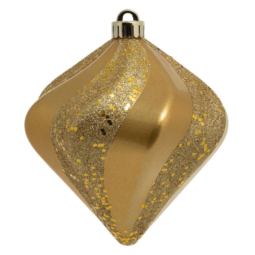 Vickerman 6" Gold Candy Swirl Diamond Ornament (3 pack)