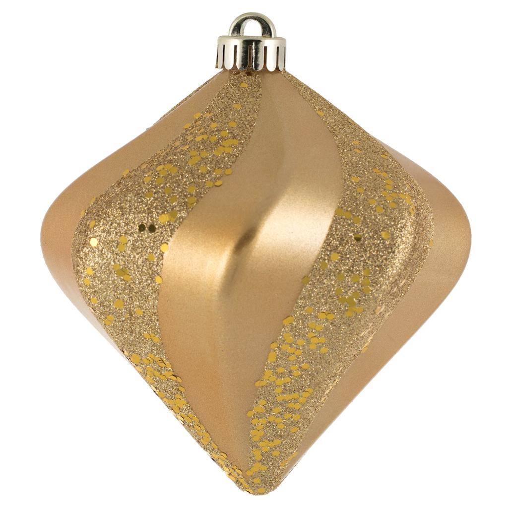 Vickerman 6" Copper Gold Candy Swirl Diamond Ornament (3 pack)
