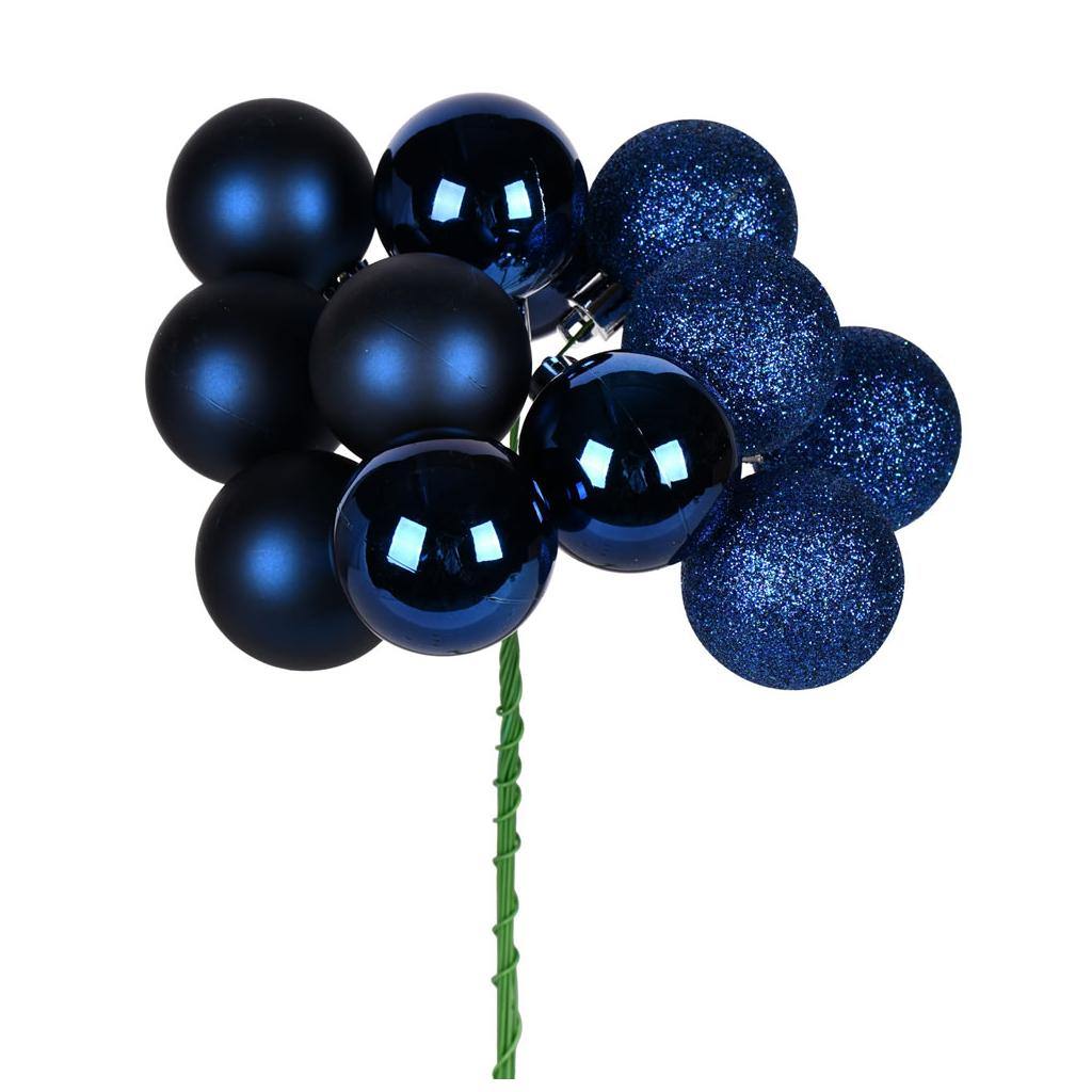 Vickerman 12" Midnight Blue Ball Ornament Pick (4 pack)