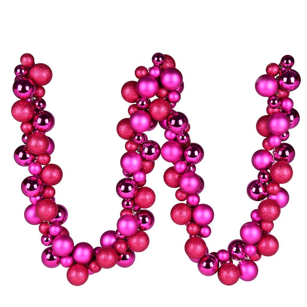 6' Fuchsia Assorted Ball Garland
