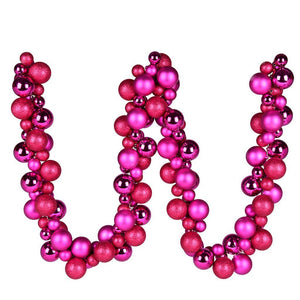 6' Fuchsia Assorted Ball Garland