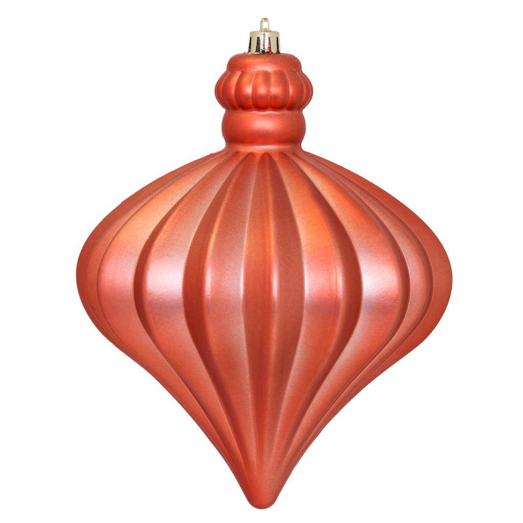 Vickerman 6" Coral Matte Onion Drop Ornament (4 pack)
