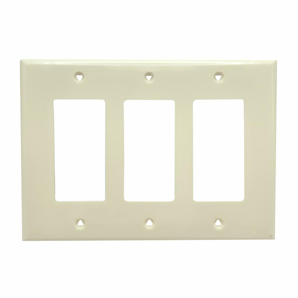 Eaton Mid-size Decorator 3-Gang Almond Wallplate