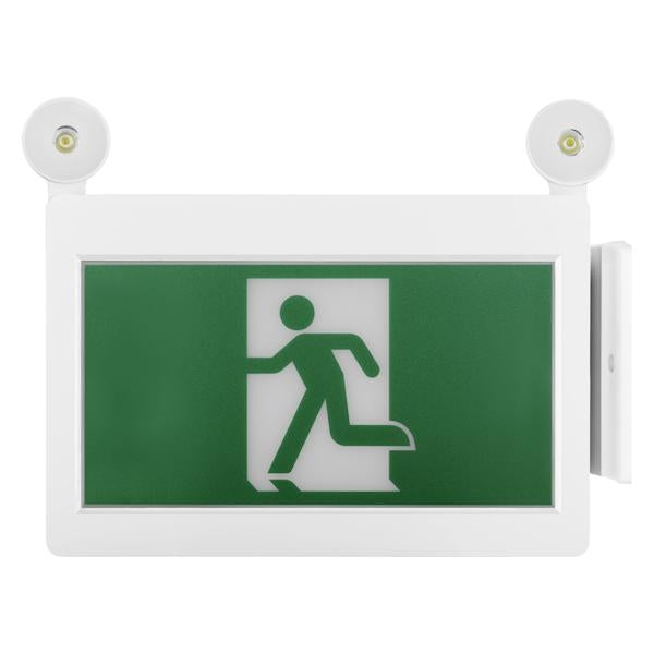 2.8 watt 120/347 volt White Panel / Green Letters LED Exit and Emergency Light Combo  - Image 4