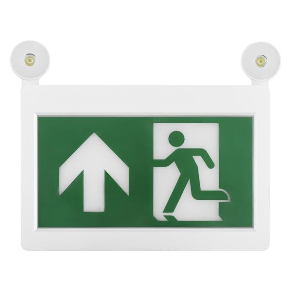 2.8 watt 120/347 volt White Panel / Green Letters LED Exit and Emergency Light Combo  - Image 2