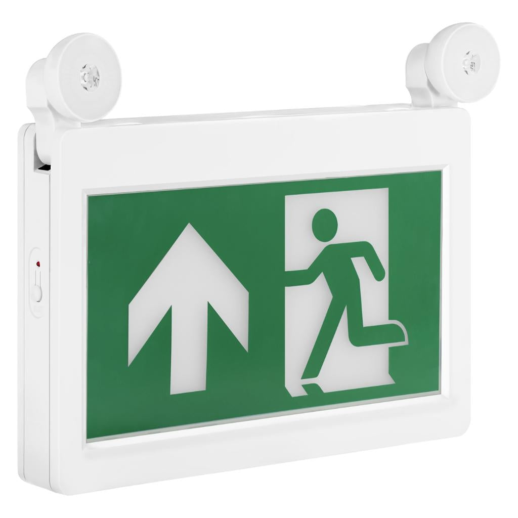 2.8 watt 120/347 volt White Panel / Green Letters LED Exit and Emergency Light Combo