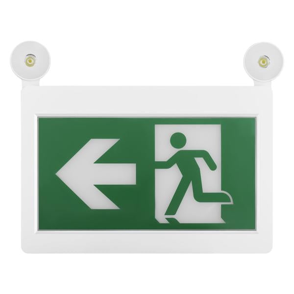 2.8 watt 120/347 volt White Panel / Green Letters LED Exit and Emergency Light Combo  - Image 3