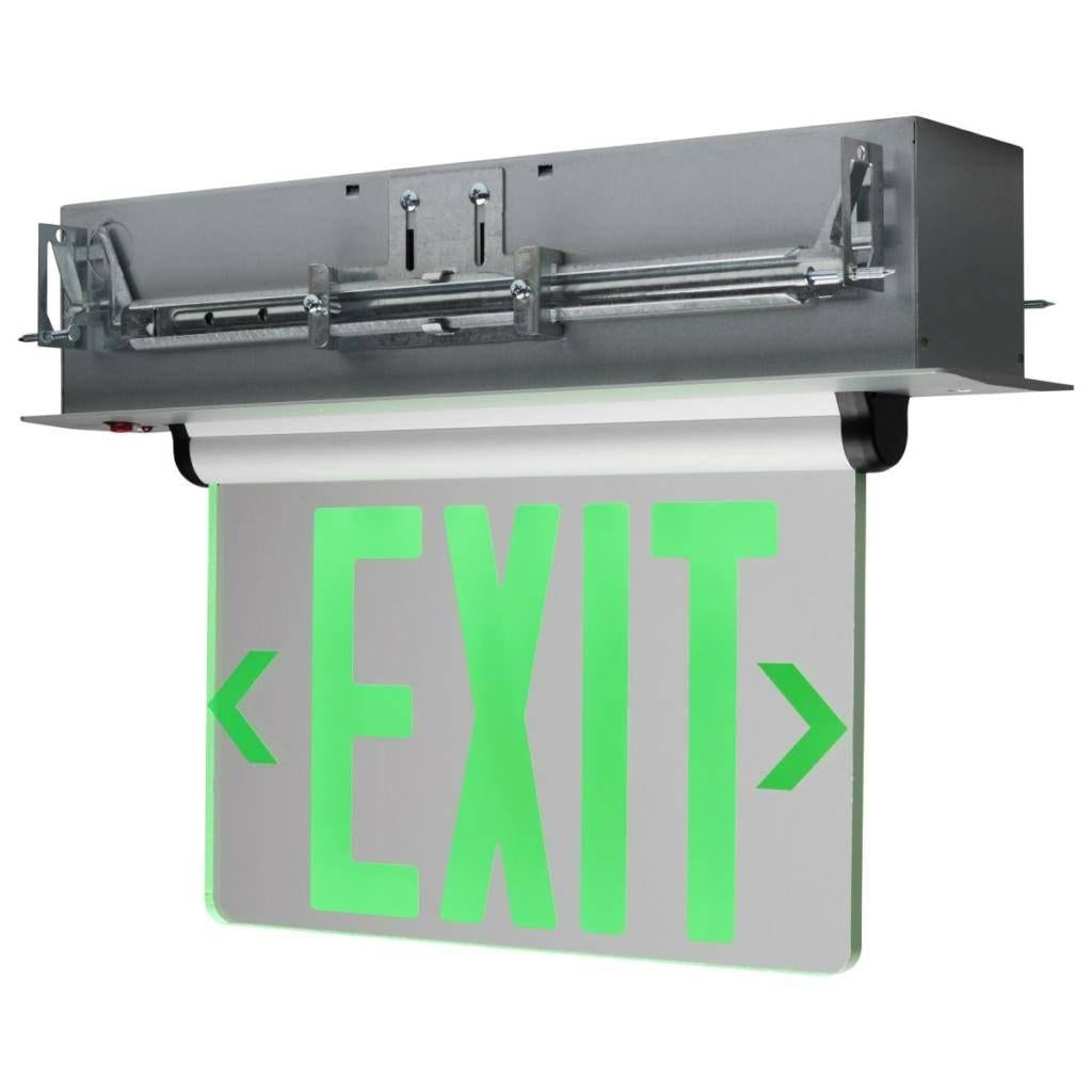 2.9 watt 120/277 volt Clear Panel / Green Letters Edge Lit LED Exit Sign