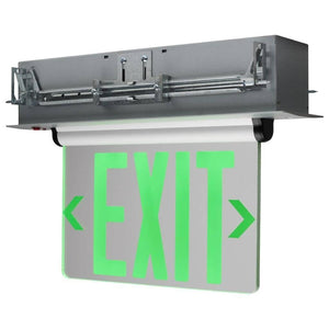 2.9 watt 120/277 volt Clear Panel / Green Letters Edge Lit LED Exit Sign