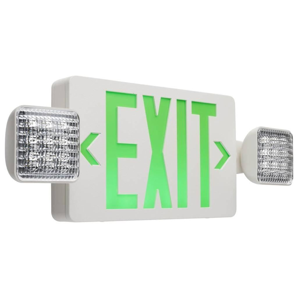 3.5 watt 120/277 volt White Panel / Green Letters LED Exit/Emergency Combo Light