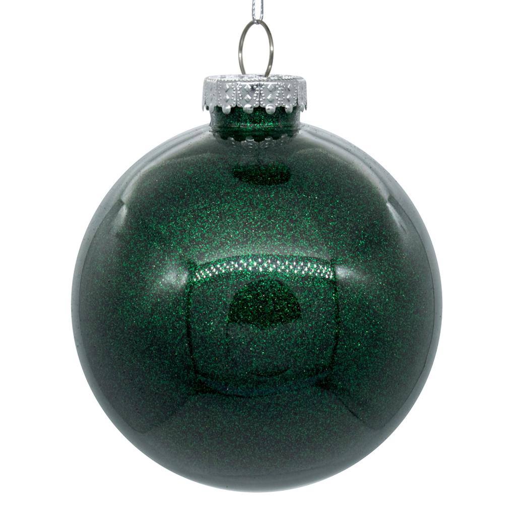 Vickerman 6" Midnight Green Glitter Ball Ornament (4 pack)