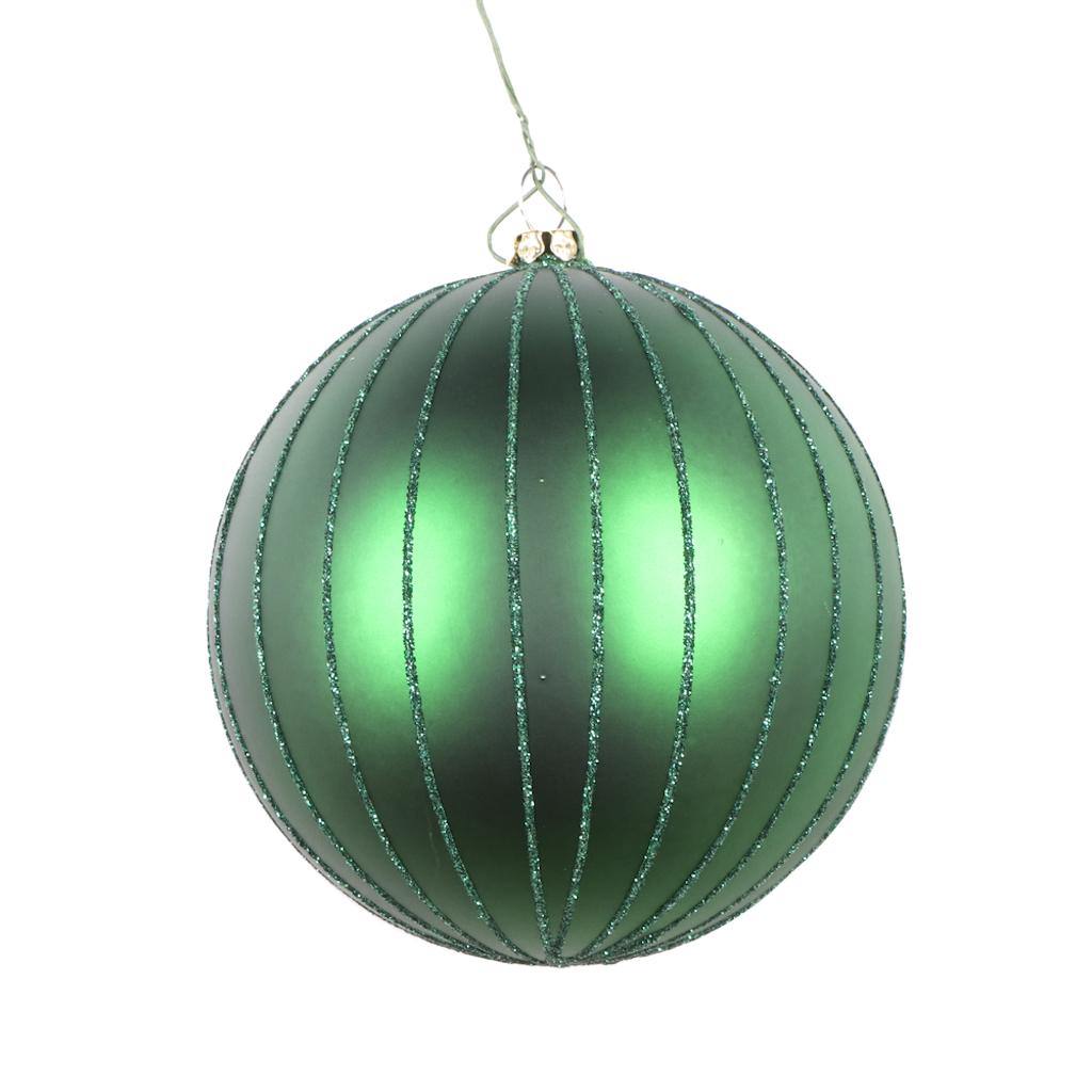 Vickerman 4" Emerald Matte Glitter Ball Ornament (4 pack)