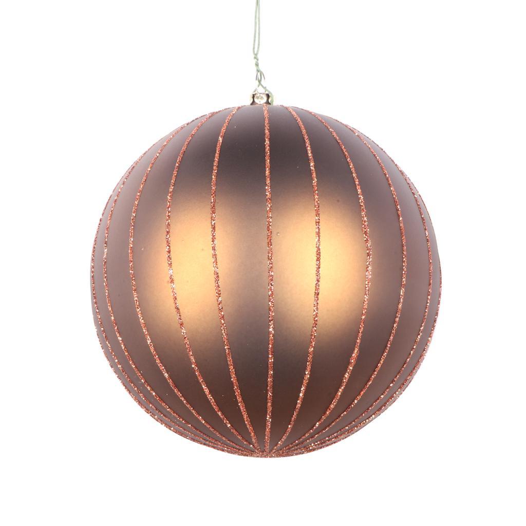 Vickerman 5" Mocha Matte Glitter Ball Ornament (4 pack)
