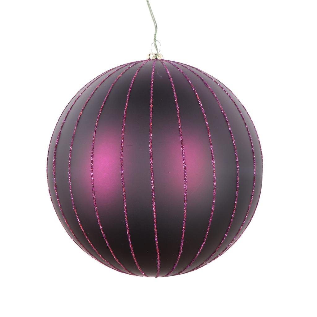 Vickerman 6" Plum Matte Glitter Ball Ornament (2 pack)