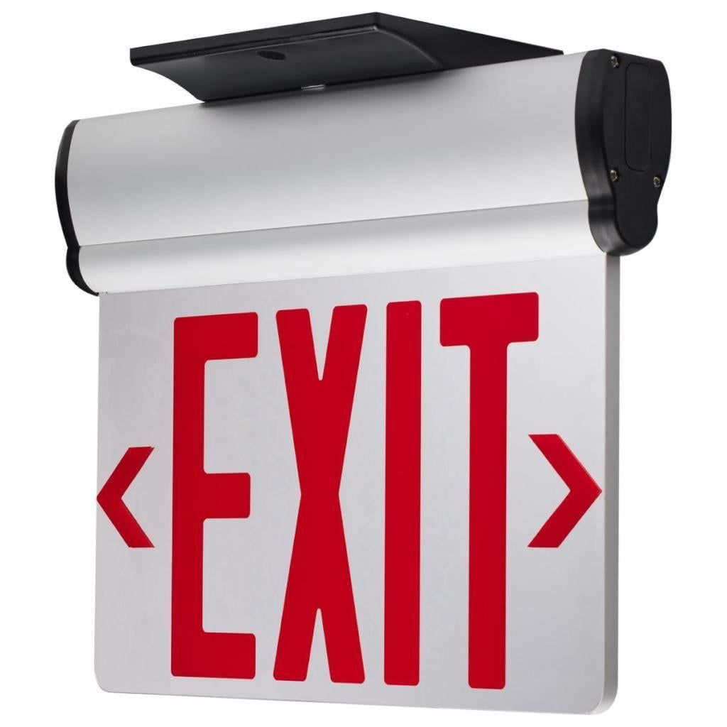 3.1 watt 120/277 volt Silver Finish / Red Letters Edge-Lit LED Exit Sign